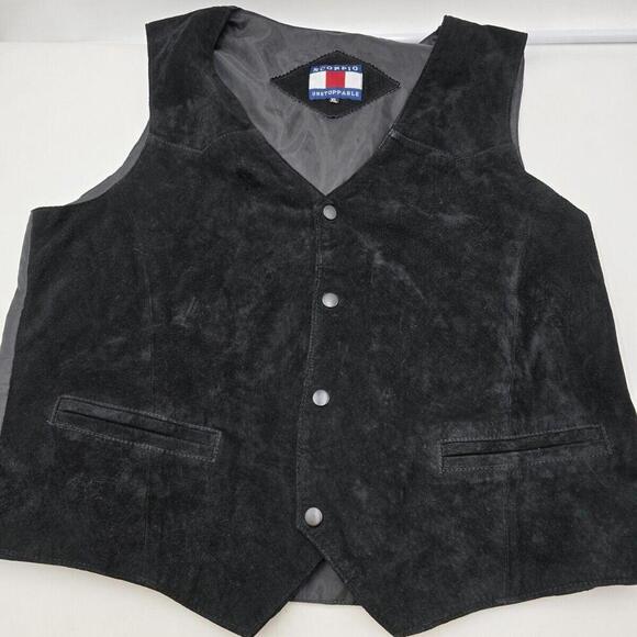 Scorpio Unstoppable Men Black Suede Leather Adjustable Button-Up Vest XL(RW)‎ - Picture 1 of 6